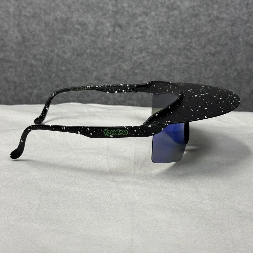 Tipsy Elves Major Lazer‎ Visor Sunglasses Black Splatter Mirrored TE-SSG593 NEW
